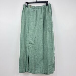 Flax By Jeanne Engelhart Linen Skirt Women's 2G Seafoam Lagenlook Beachy Lagom‎